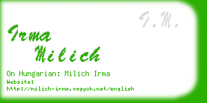 irma milich business card